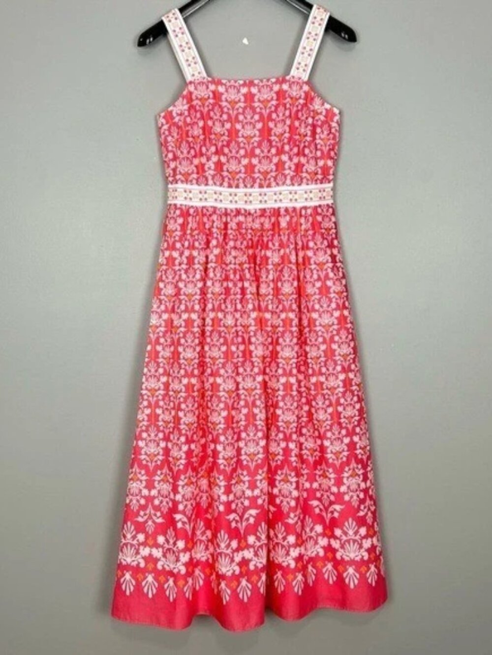 Talbots Women's Cinched-Waist Flared Maxi Dress in Fine Cotton